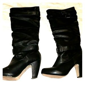 Black,  knee high boots